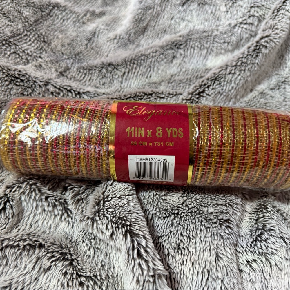 Elegance Red and Gold Mesh Ribbon